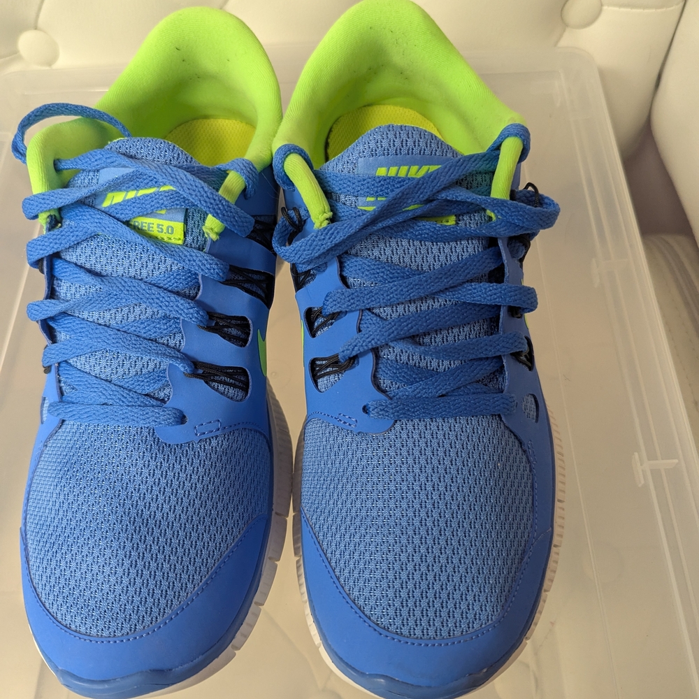 Nike Blue and Lime Green Athletic Shoes